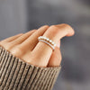 Women's Silver 925 Sterling Silver Geometric Ring With Nail Pearl Zircon Electroplated Jewelry