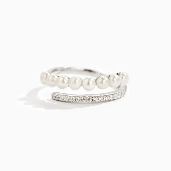 Women's Silver 925 Sterling Silver Geometric Ring With Nail Pearl Zircon Electroplated Jewelry