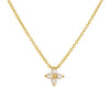 Women's Silver 925 Sterling Silver Plated 14K Gold Diamond Fourleaf Clover Flower Pendant Necklace With Cross Chain