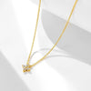 Women's Silver 925 Sterling Silver Plated 14K Gold Diamond Fourleaf Clover Flower Pendant Necklace With Cross Chain