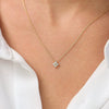 Women's Silver 925 Sterling Silver Plated 14K Gold Diamond Fourleaf Clover Flower Pendant Necklace With Cross Chain
