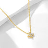 Women's Silver 925 Sterling Silver Plated 14K Gold Diamond Fourleaf Clover Flower Pendant Necklace With Cross Chain