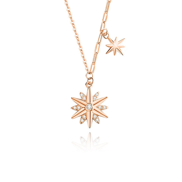Women's 925 Silver Sunflower Clavicle Chain Jewelry With Geometric Pattern And Electroplating Process