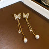 Women's Silver Zircon Round Faux Pearl Highend Light Luxury Vintage Earrings With Geometric Design And Inlaid Zircon