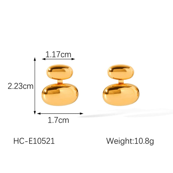 Women's Simple All Match Oval Stainless Steel Earrings With Geometric Design And Electroplating