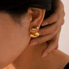 Women's Simple All Match Oval Stainless Steel Earrings With Geometric Design And Electroplating