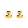 Women's Simple All Match Oval Stainless Steel Earrings With Geometric Design And Electroplating