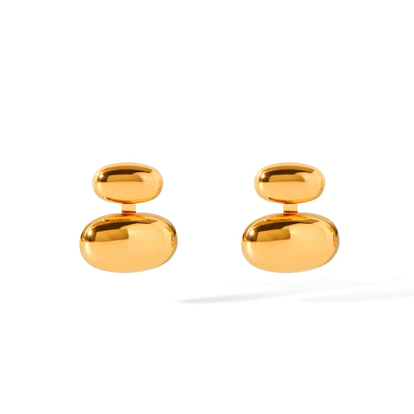 Women's Simple All Match Oval Stainless Steel Earrings With Geometric Design And Electroplating
