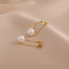 Women's Simple Allmatch Freshwater Pearl Earrings In S925 Silver With Round Shape