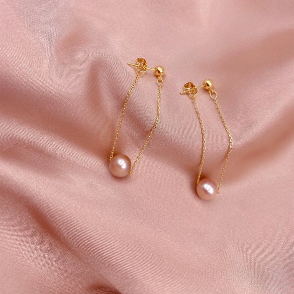 Women's Simple Allmatch Freshwater Pearl Earrings In S925 Silver With Round Shape
