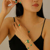 Women's Simple Alloy Jewelry Set With Heart And Oil Dropping Shapes Electroplated Necklace Earrings Ring Bracelet
