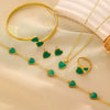 Women's Simple Alloy Jewelry Set With Heart And Oil Dropping Shapes Electroplated Necklace Earrings Ring Bracelet