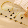 Women's Simple Alloy Jewelry Set With Heart And Oil Dropping Shapes Electroplated Necklace Earrings Ring Bracelet