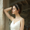 Women's Simple Alloy Leaf Headband With Rhinestone Inlay Bridal Wedding Hairband Updo Hair Accessory