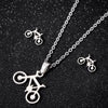 Women's Simple Bicycle Themed Stainless Steel Ochain Necklace And Earrings Jewelry Set With Electroplated Finish