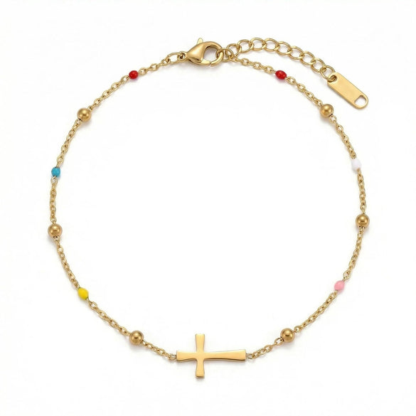 Women's Simple Bohemian Adjustable Fake Pearl Beaded Anklet Geometric Beach Foot Jewelry Fashion Gift