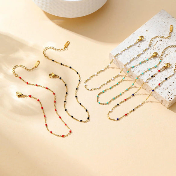 Women's Simple Bohemian Adjustable Fake Pearl Beaded Anklet Geometric Beach Foot Jewelry Fashion Gift