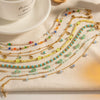 Women's Simple Bohemian Geometric Titanium Steel Colorful Rice Beads Anklet