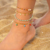 Women's Simple Bohemian Geometric Titanium Steel Colorful Rice Beads Anklet