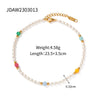 Women's Simple Bohemian Geometric Titanium Steel Colorful Rice Beads Anklet