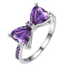 Women's Simple Bow Ring With Purple Zircon Stone Electroplated Metal Engagement Jewelry