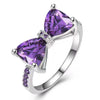 Women's Simple Bow Ring With Purple Zircon Stone Electroplated Metal Engagement Jewelry