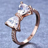 Women's Simple Bow Ring With Purple Zircon Stone Electroplated Metal Engagement Jewelry