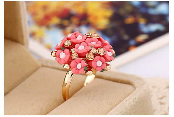 Women's Simple Ceramic Flower Ring Fashion Floral Statement Ring For Wholesale Jewelry