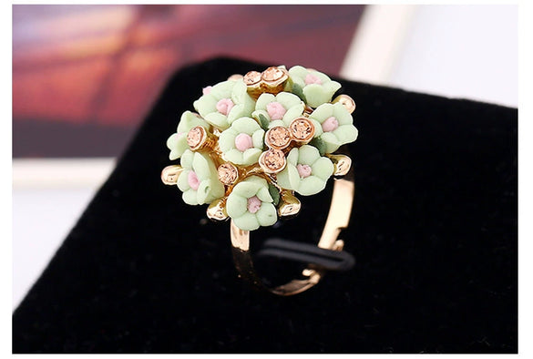 Women's Simple Ceramic Flower Ring Fashion Floral Statement Ring For Wholesale Jewelry