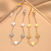 Women's Simple Clover Bracelet Set In Titanium Steel With Real Gold Plated Finish