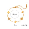 Women's Simple Clover Bracelet Set In Titanium Steel With Real Gold Plated Finish