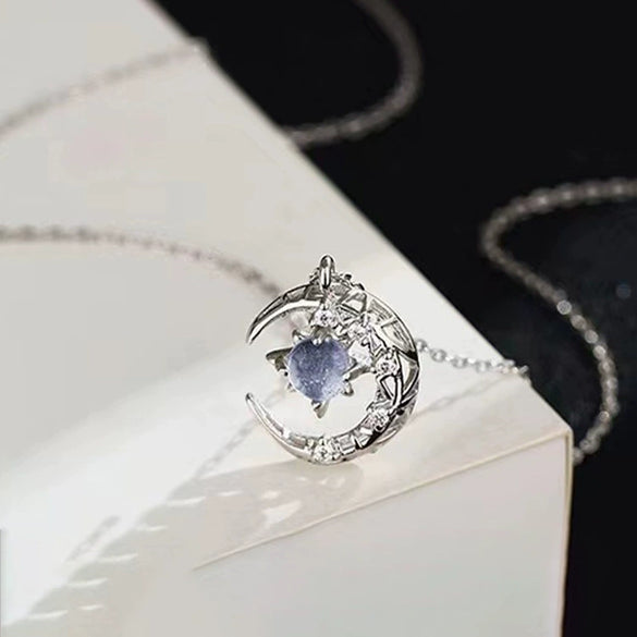 Women's Simple Cold Style Star Moon S925 Sterling Silver Clavicle Chain With Electroplating And Geometric Design