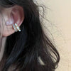 Women's Simple Cold Style Zircon Pearl Ear Clip Earrings With Geometric Design