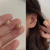 Women's Simple Cold Style Zircon Pearl Ear Clip Earrings With Geometric Design