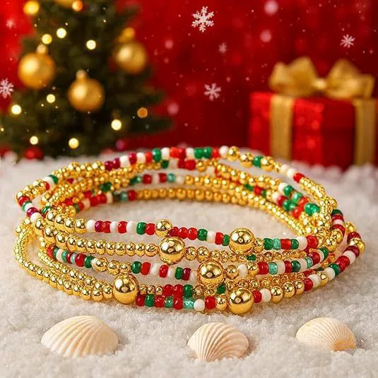 Women's Simple Copper Beaded Cross Bracelet With Geometric Design Electroplated Elastic Stackable Fashion Bracelet