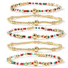 Women's Simple Copper Beaded Cross Bracelet With Geometric Design Electroplated Elastic Stackable Fashion Bracelet