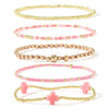 Women's Simple Copper Beaded Cross Bracelet With Geometric Design Electroplated Elastic Stackable Fashion Bracelet