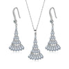 Women's Simple Copper Earrings And Necklace Set With Artificial Zircon Diamond Design Long Tassel Fan Pendant O Chain Jewelry Set