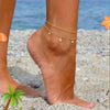 Women's Simple Copper Flower Pendant Anklet With Four Leaf Clover Geometric Design And Diamond Accented Foot Jewelry