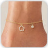 Women's Simple Copper Flower Pendant Anklet With Four Leaf Clover Geometric Design And Diamond Accented Foot Jewelry