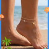 Women's Simple Copper Flower Pendant Anklet With Four Leaf Clover Geometric Design And Diamond Accented Foot Jewelry