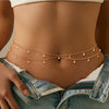 Women's Simple Copper Geometric Tassel Pendant Waist Chain With Double Circle Design Elegant Fashion Waist Accessory Gift