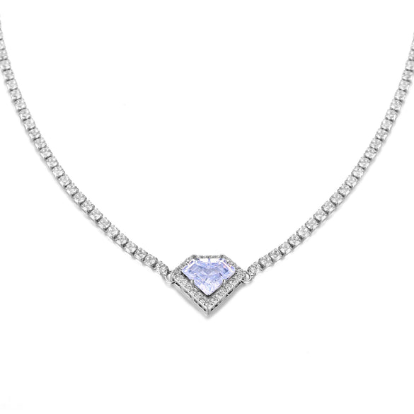 Women's Simple Copper Necklace With Colorful Heart Shaped Zircon Pendant And O Chain