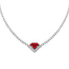 Women's Simple Copper Necklace With Colorful Heart Shaped Zircon Pendant And O Chain