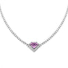 Women's Simple Copper Necklace With Colorful Heart Shaped Zircon Pendant And O Chain