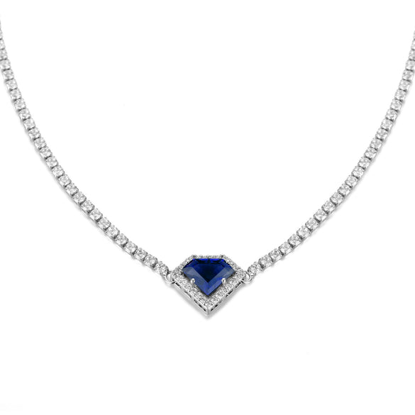 Women's Simple Copper Necklace With Colorful Heart Shaped Zircon Pendant And O Chain