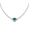 Women's Simple Copper Necklace With Colorful Heart Shaped Zircon Pendant And O Chain