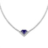 Women's Simple Copper Necklace With Colorful Heart Shaped Zircon Pendant And O Chain