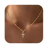 Women's Simple Copper Plated Cross Necklace With Regular Chain Electroplated Clavicle Pendant Jewelry