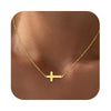 Women's Simple Copper Plated Cross Necklace With Regular Chain Electroplated Clavicle Pendant Jewelry
